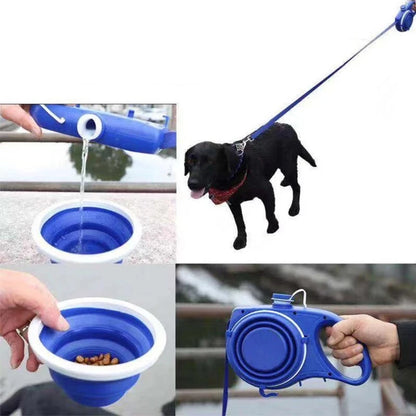 Leash with Bottle-Bowl-Waste Bag